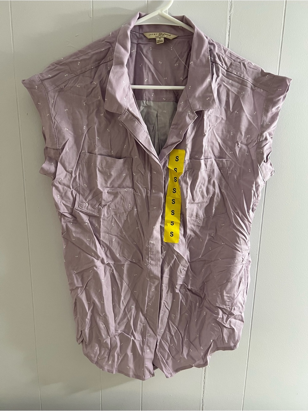 JACHS Girlfriend Lavender Cap-Sleeve Button Down Shirt #203